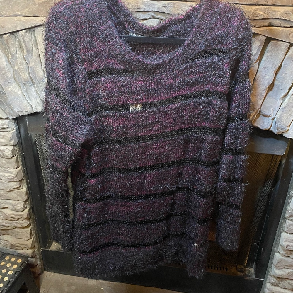 City Chic Black and purple/wine fuzzy jumper.